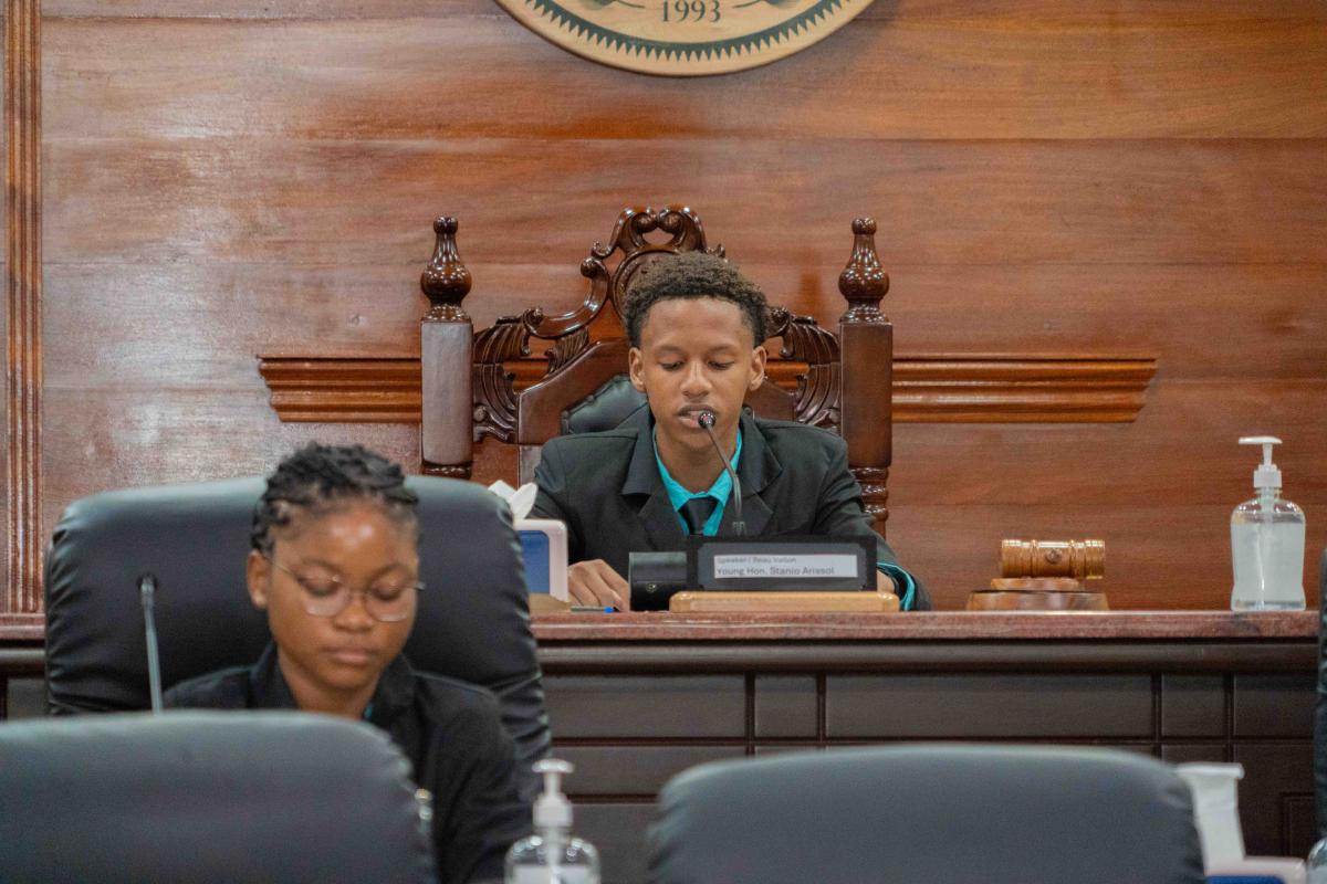 Young Hon. Speaker Stanio Arissol and Clerk Xara Hertel