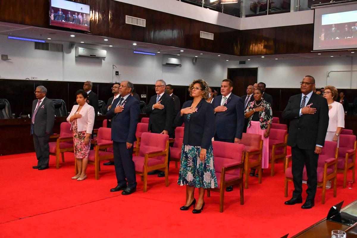 The Officials Standing for the National Anthem