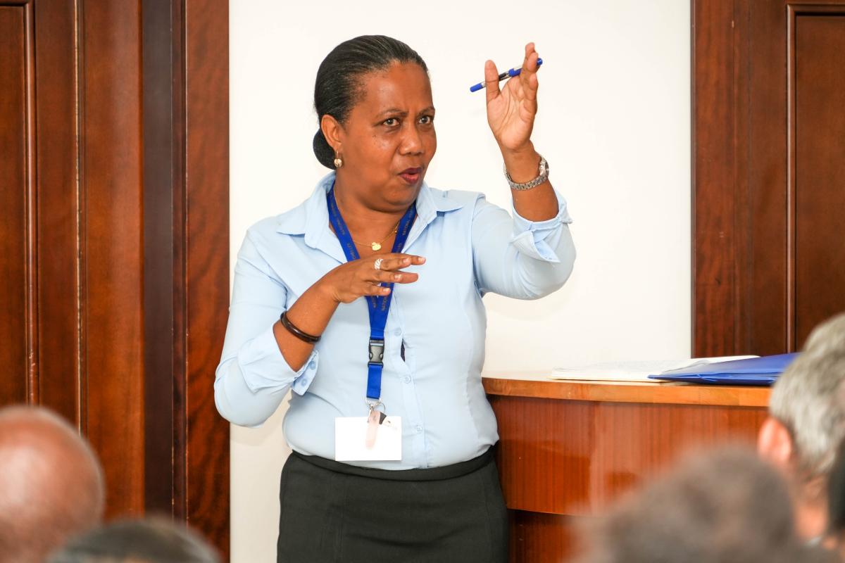 Ms. Barbe during her presentation