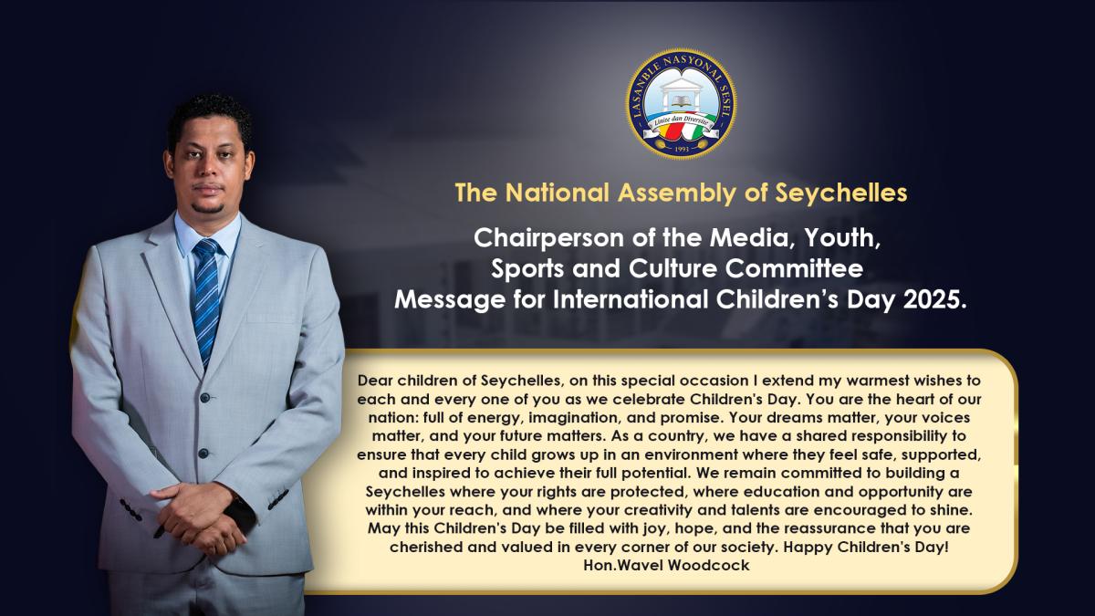 Statement by Hon. Wavel Woodcock to commemorate International Children’s Day 2025 