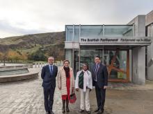 Hon Esparon outside the Scottish Parliament 
